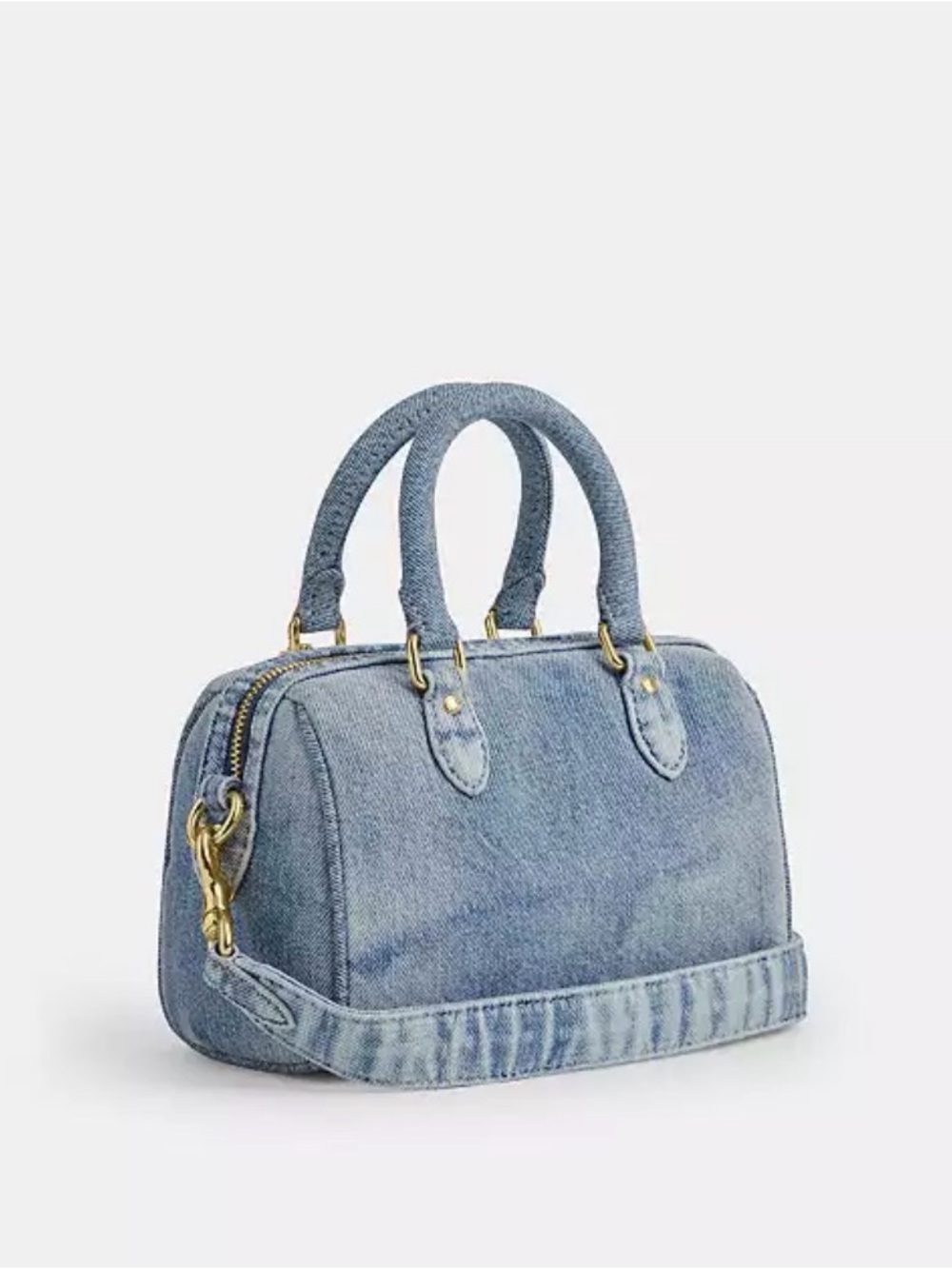 Authentic Coach Loved Denim Mini Rowan Crossbody Bag In Loved Denim w/charms - Picture 5 of 7